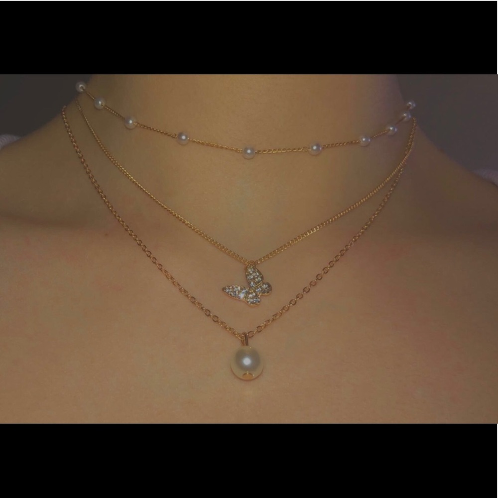 3 Strand Butterfly Necklace